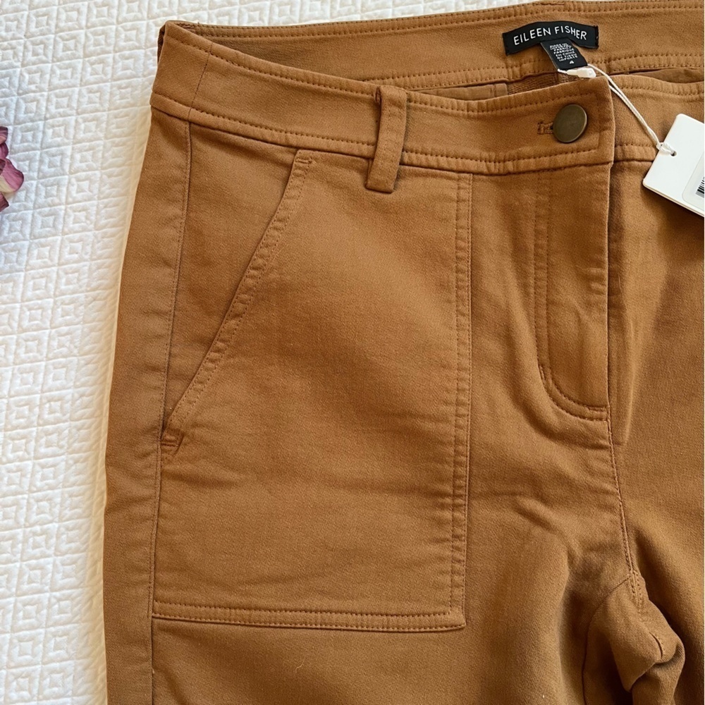NWT Eileen Fisher Organic Cozy Stretch Slim Pants Dark Clay Size 4 - Picture 3 of 11